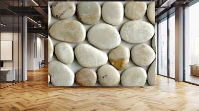 Beige and White Round Pebbles Pattern, Smooth Stones Texture For Zen Background Decoration Wall mural