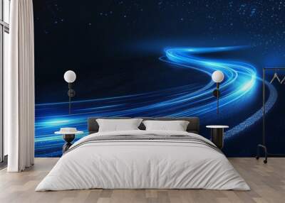 Blue light ray speed motion background vector design futuristic technology concept Wall mural