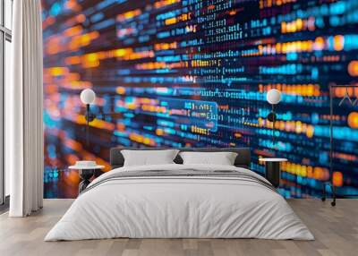 Dynamic and dramatic secure data encryption coding with copy space for security concepts. Wall mural