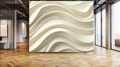 Elegant Flowing Lines. Abstract Background With Smooth Bright White Waves, 3D Rendering Wall mural