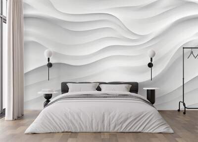 Elegant monochrome white seamless wave texture pattern background for modern design projects Wall mural