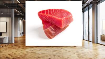 fresh yellowfin sliced tuna steak isolated on a white background. bluefin tuna medallions Wall mural