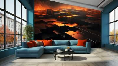 Futuristic abstract background with sci fi external panels in outer space Wall mural