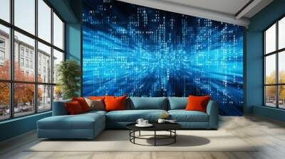 Futuristic digital grid background with matrix of data in vibrant abstract design. Wall mural