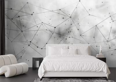 Geometric polygon triangle pattern on white gray background for futuristic digital science concept. Wall mural