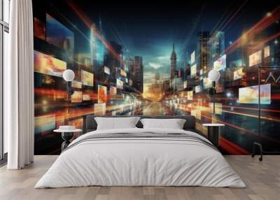 Multichannel abstract background showcasing web streaming media tv video technology concept. Wall mural