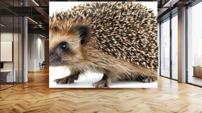 Single hedgehog isolated on white   minimalist wildlife portrait for enhanced search relevance Wall mural