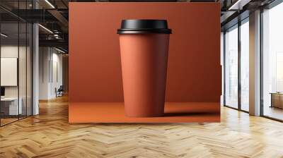 Trendy color coffee cup mockup on isolated solid background for branding and advertising Wall mural