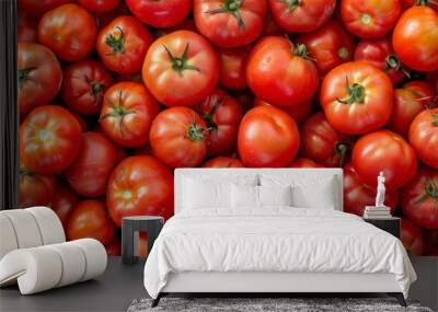 Vibrant organic red tomatoes texture background ideal for fresh produce and healthy eating concepts Wall mural