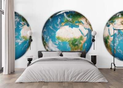 Planet Earth globe set. Elements of this image furnished by NASA. 3d rendering Wall mural