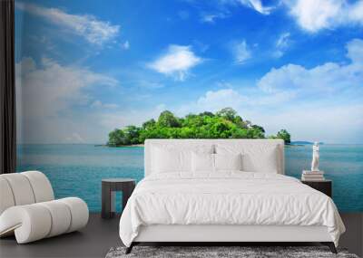 Tropical island and clouds Wall mural