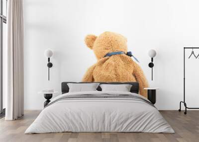 back view of teddy bear on white isolated background, use for sa Wall mural