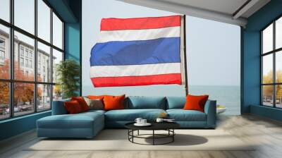 Thai flag on the beach with jetski in background Wall mural