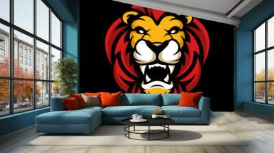 Illustration head of lion Wall mural