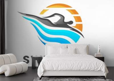 logo icon of swimming in flat design Wall mural