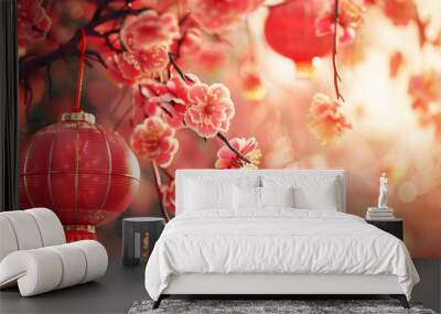 Lunar new year background. Happy chinese new year banner background. Greeting card, poster Wall mural