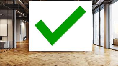 Simple green check mark icon. Correct answer mark. Vector. Wall mural