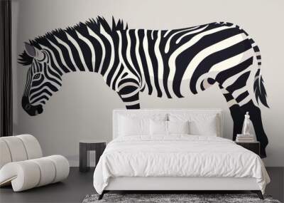 zebra black and white illustration  Wall mural