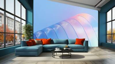 3d render abstract light blue curve glass pattern with gradient color. Design element for background, banner, cover. Wall mural