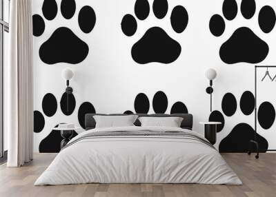 Animal paw prints vector illustration Wall mural