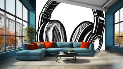 headphones icon illustration Wall mural