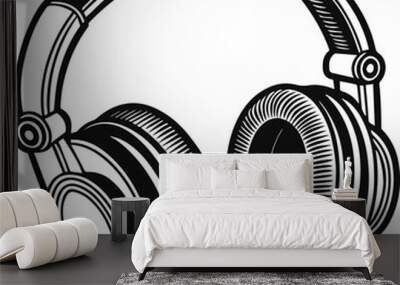 headphones icon on white background Wall mural