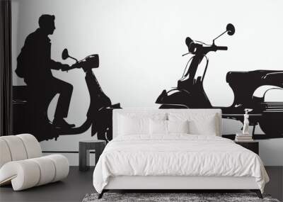 Silhouette of a person riding a scooter vector design Wall mural