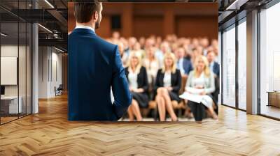 Speaker at business conference, audience, or presentation hall. Wall mural