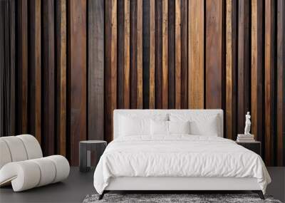 Brown wooden acoustic panels wall texture on wood background for interior design Wall mural