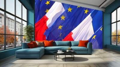 Drapeaux européen et français Wall mural