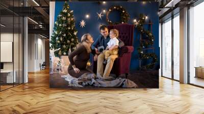 Pregnant christmas family Wall mural