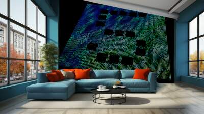 Three-dimensional digit five framed by a pattern similar to a maze. Wall mural