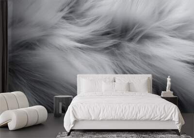 A close up of a textured gray fur texture background. Gray texture background Wall mural