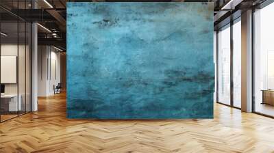 Blue scratched background, grungy texture, dirty surface Wall mural