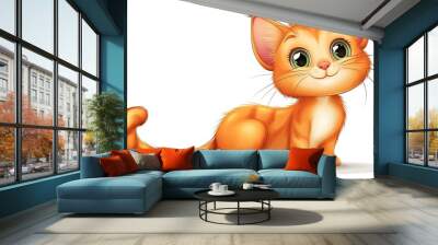 cartoon cute cat on white background. kitten cute . animal Wall mural