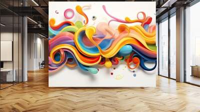 colorful squiggles background. Graphic design. Art, Modern, Abstract, Graffiti Wall mural