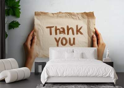 Frame for text. A 'Thank You' graphic design on a white background.  Wall mural