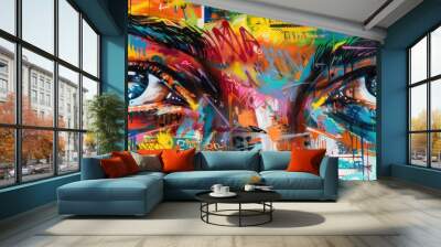 Peace street art graffiti colorful  Wall mural