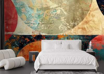 vintage grunge colorful collage background. Different textures and shapes. Art background Wall mural