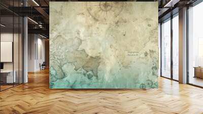 Vintage old sea map background. abstract brown texture travel background.  Wall mural