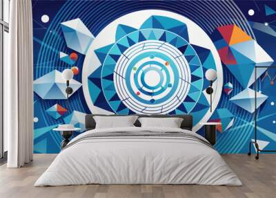 Abstract White Circular Geometric Shapes Modern Flat Background.  Wall mural