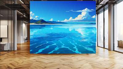 Calm clear blue sea water background. Blue azure sea water texture. Wall mural