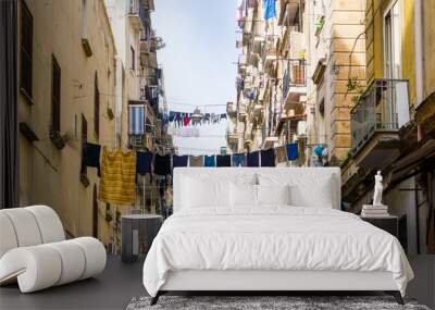 Street view of old town in Naples city, italy Europe Wall mural