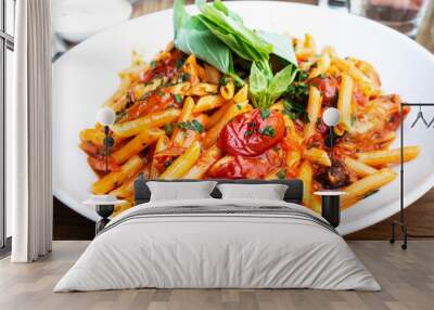 tasty pasta Italian tomato sauce pasta on the table Wall mural