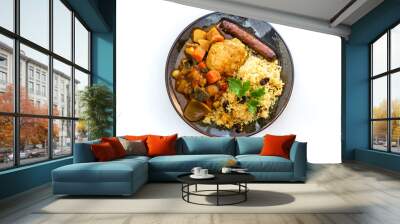 traditional moroccan dish Chicken couscous salad with Sausage Wall mural