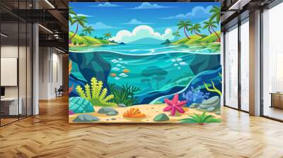 Tropical ocean with white sandy sea bottom underwater. Wall mural