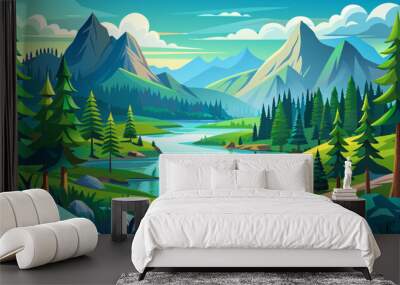 View of the mountains in the mountain landscape Wall mural