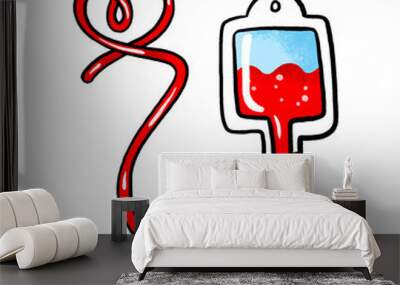 Blood collection bag, blood donor. Blood donor day. Cartoon illustration on isolated background Wall mural