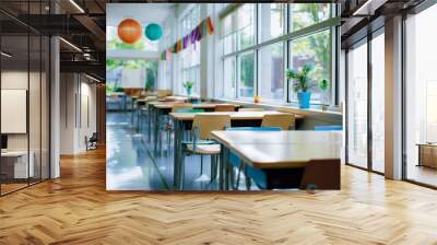 empty classroom in school at summer time.  Wall mural