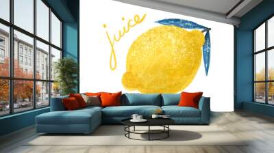 Lemon. Abstract modern set of lemon clipart  on a white background. Fresh lemons print. Minimalism lemon. Poster with citrus fruits. Graphic element for fabric, textile, clothing, wrapping paper, wall Wall mural